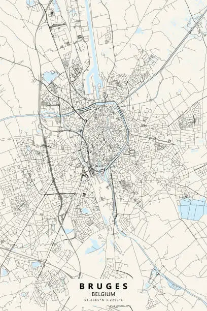 Vector illustration of Bruges, Belgium Vector Map
