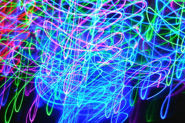 Vibrant Multi Colored Glowing Lines Long Exposure Motion steven harrie stock pictures, royalty-free photos & images