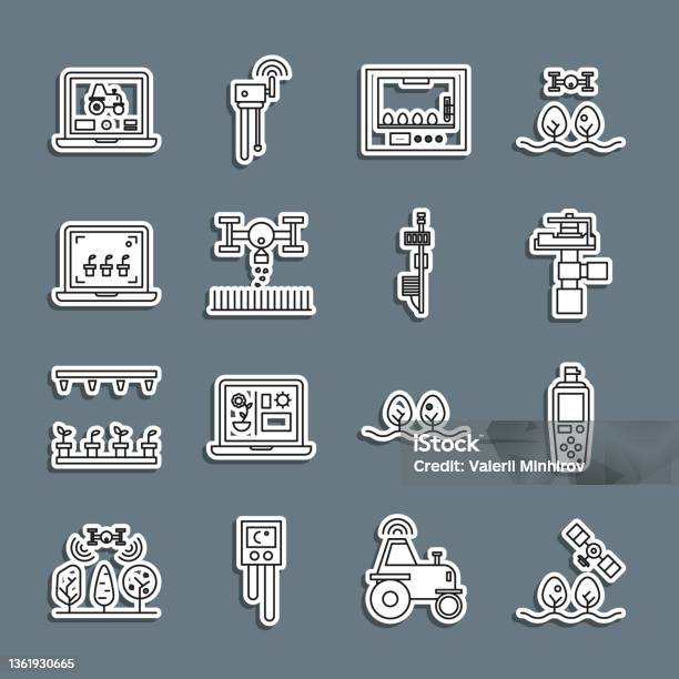 Set Line Smart Farm With Drone Portable Sensor Automatic.