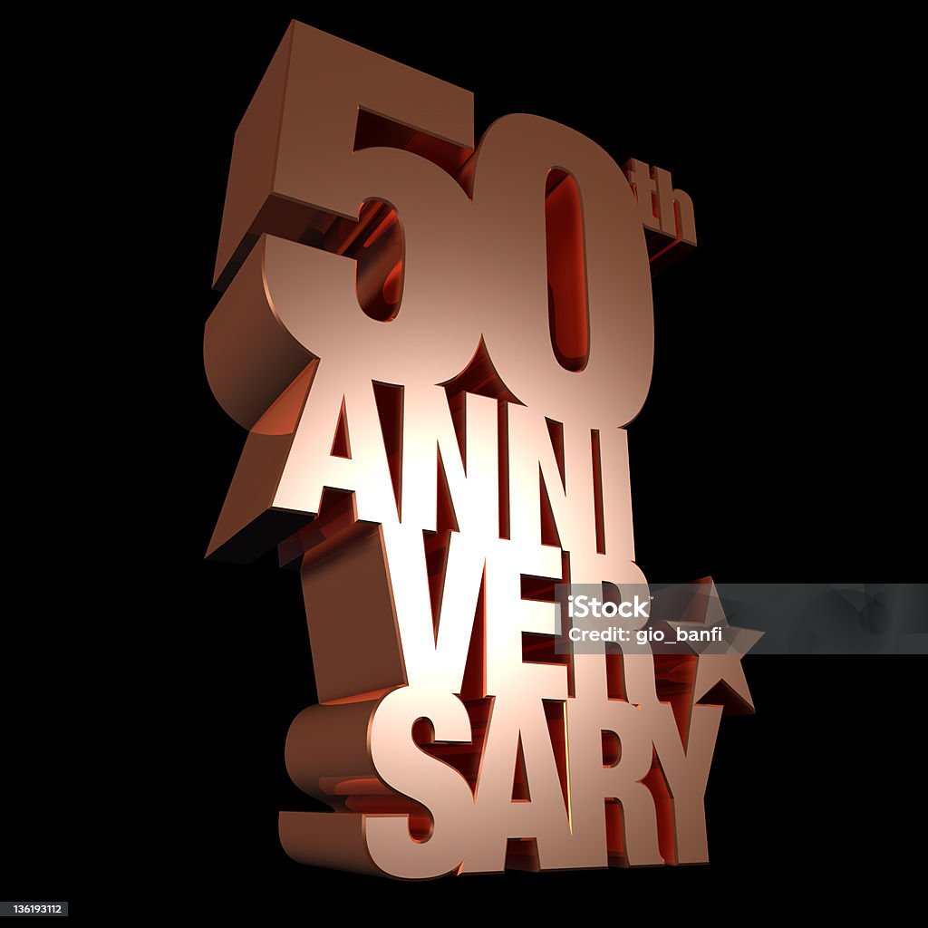 50th anniversary metal 3d render of 50th anniversary text 50th Anniversary Stock Photo