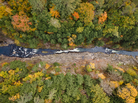 Fall Colors at Warren Falls in the heart of the Green Mountains in Vermont.