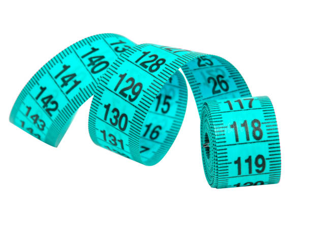 istock Blue tape measure spiral isolated on the white backgound 1361932502