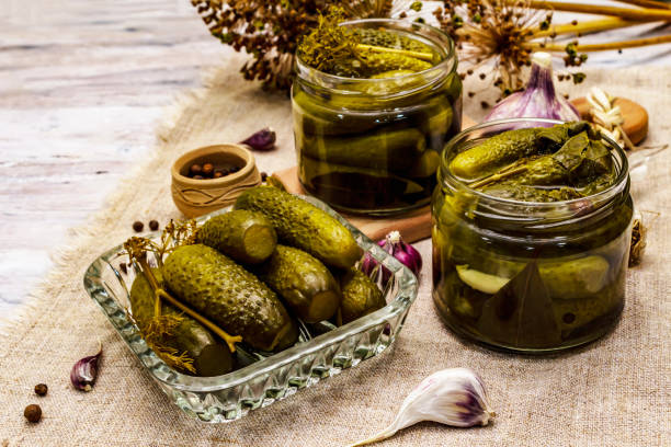 istock Marinated pickled cucumbers with spices and herbs 1361934043