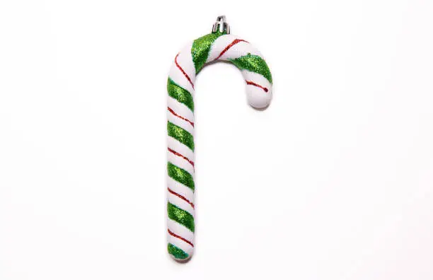 Candy Cane Ornament Isolated On White Background