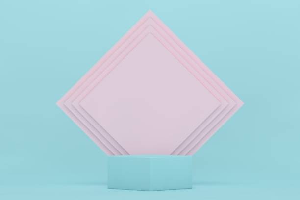 istock Pink and blue blank scene, empty product stand, empty stage for product presentation 1361940266