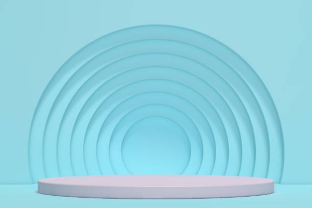 istock Pink and blue blank scene, empty product stand, empty stage for product presentation 1361940925
