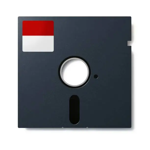 A 5 1/4 inch Floppy disk, isolated on a white background (top view)