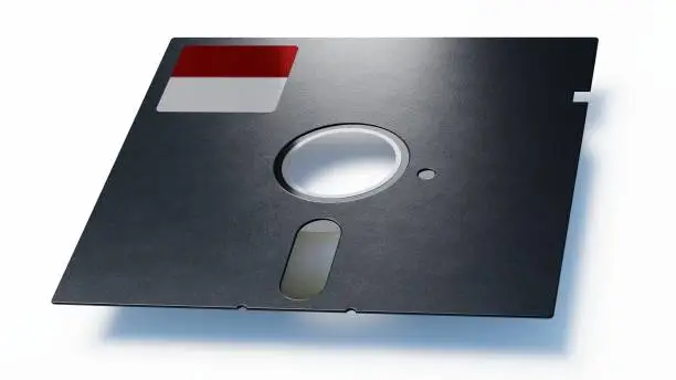 A 5 1/4 inch Floppy disk (minifloppy), isolated on a white background
