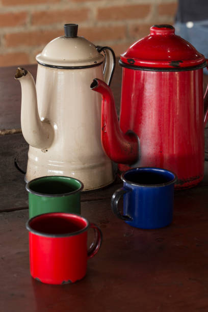 istock Coffee pot in the wood stove 1361941334