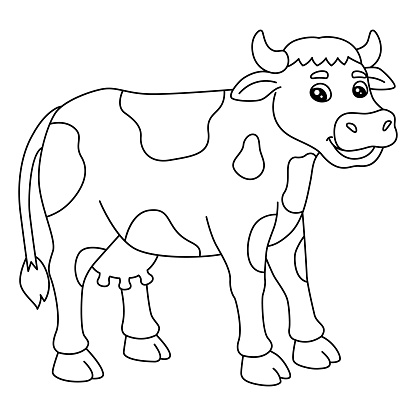 Cow Coloring Page Isolated For Kids Stock Illustration - Download Image ...