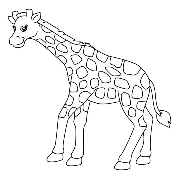 Vector illustration of Giraffe Coloring Page Isolated for Kids