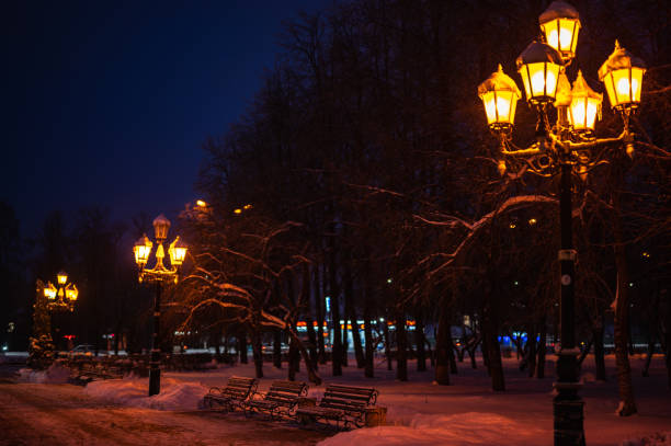 istock Alley night lamp winter 1361943383