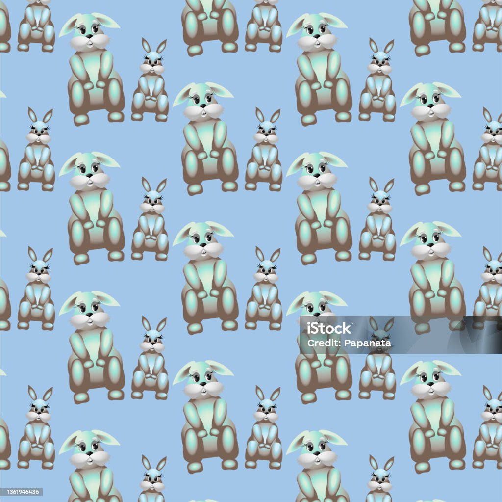 Blue Rabbit Pattern Desktop Background Rabbits On A Light Blue Background Vector Pattern For Childrens ...