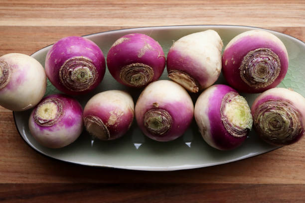 istock Tray of baby turnips 1361946498