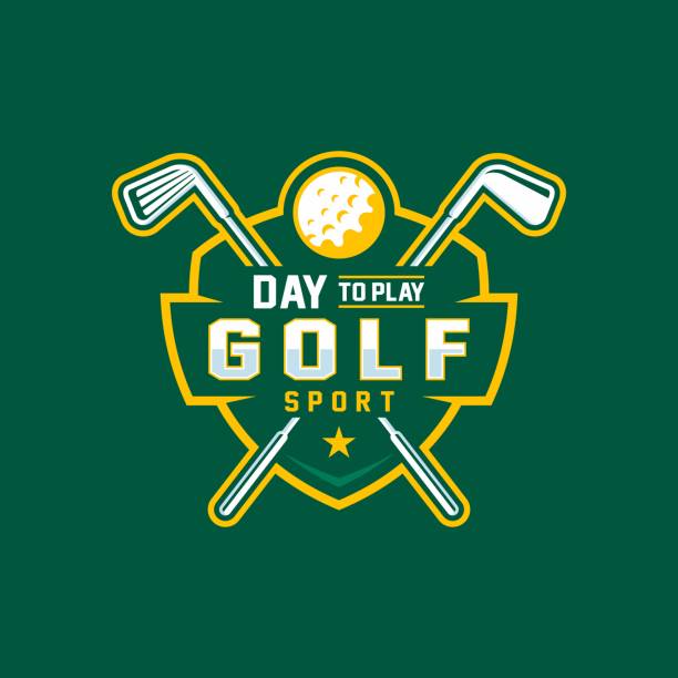 professionelles golf template icon design für golfschläger, golfturniere - golf green practicing sports training stock-grafiken, -clipart, -cartoons und -symbole