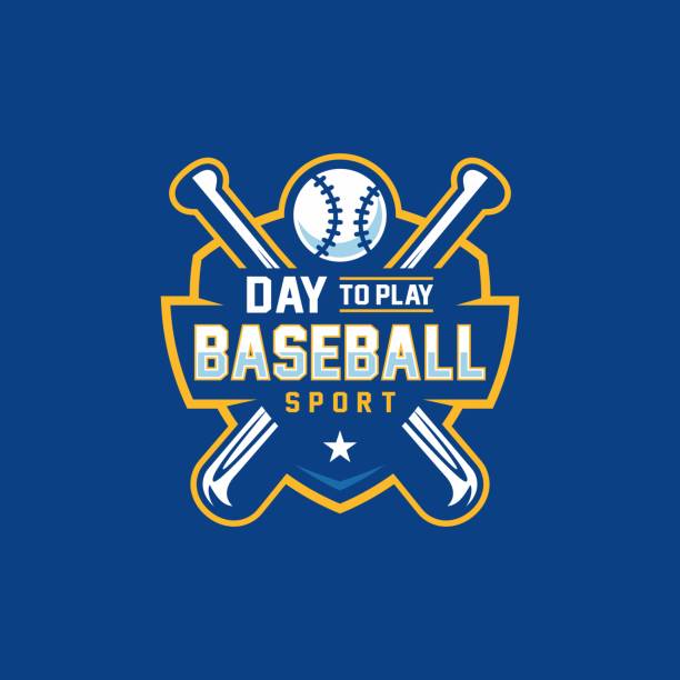 illustrazioni stock, clip art, cartoni animati e icone di tendenza di design dell'icona del modello di baseball professionale moderno per club di baseball, torneo di baseball - palla da baseball