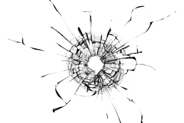 istock Broken window, background of cracked glass. Abstract texture on white background. 1361953596