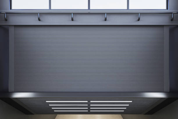 istock Simple gray interior with empty mock up place for your advertisement on wall. 3D Rendering. 1361953693