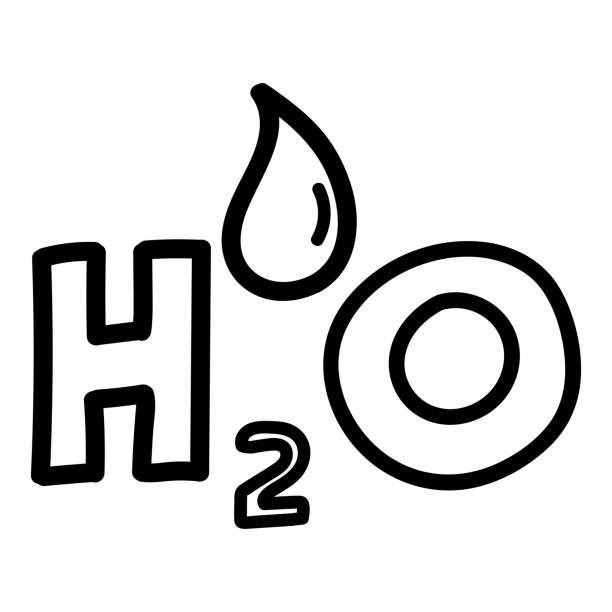illustrazioni stock, clip art, cartoni animati e icone di tendenza di formula chimica disegnata a mano dell'icona dell'acqua in stile scarabocchio isolata. - chemistry molecular structure molecule formula