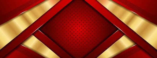 ilustrações de stock, clip art, desenhos animados e ícones de abstract 3d luxury red with golden background - red backgrounds shadow pattern