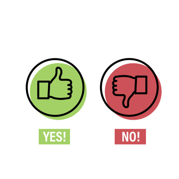 Selection buttons between "no" and "yes". Positive and Negative emotion Symbol. isolated vector illustration. Positive and Negative emotion Symbol. Selection buttons between "no" and "yes". thumb down stock illustrations