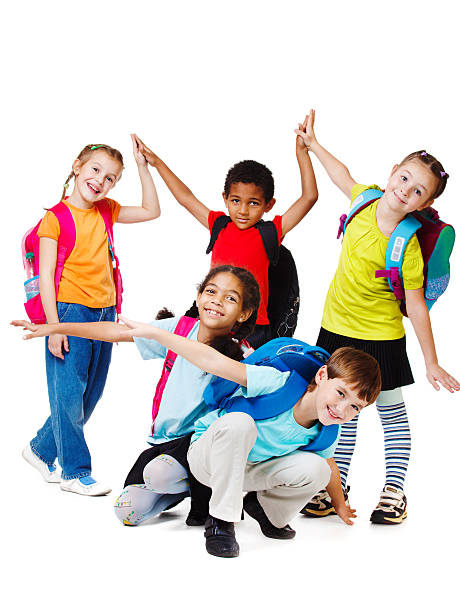 Laughing kids Group of laughing kids in bright t-shirts school children photos stock pictures, royalty-free photos & images