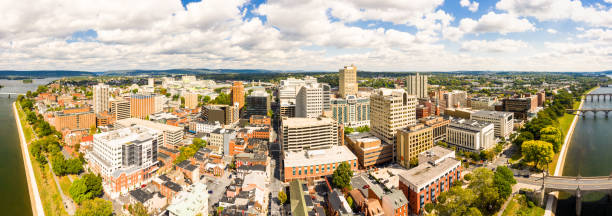 istock Harrisburg, Pennsylvania drone panorama on a sunny day. 1361964063