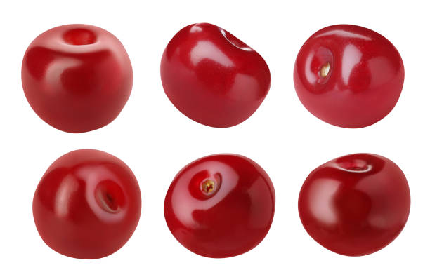 istock Set of ripe cherries on white background 1361967906