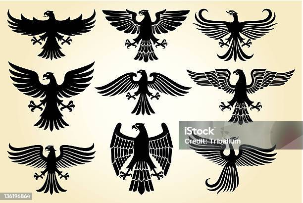 Heraldic Eagle Set Stock Illustration - Download Image Now - Coat Of Arms, Eagle - Bird, Aggression