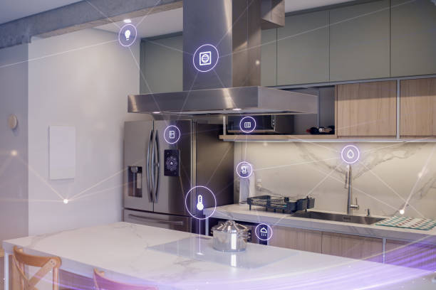 concept de cuisine intelligente - domestic kitchen appliance home interior house photos et images de collection