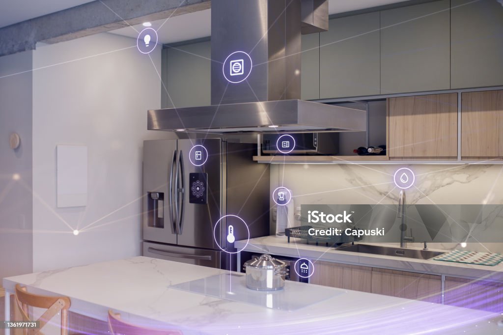 Smart kitchen concept Home Automation Stock Photo