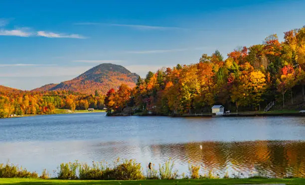 Photo of Lake Eden in autumn with beautiful fall foliage colors