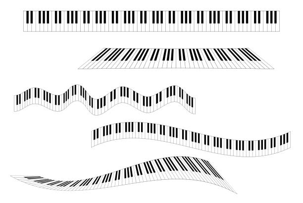 illustrazioni stock, clip art, cartoni animati e icone di tendenza di collezione di variazioni per tastiera per pianoforte - illustrazione vettoriale - tasto di pianoforte