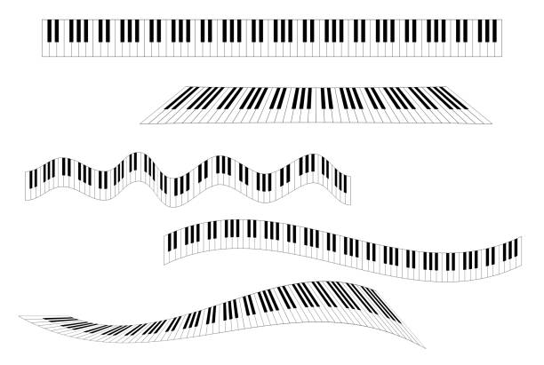коллекция вариаций фортепианной клавиатуры - векторная иллюстрация - keyboard instrument stock illustrations