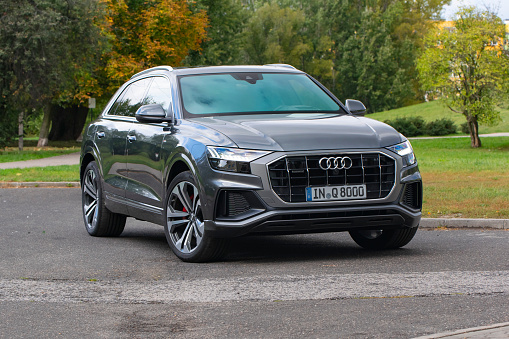 Berlin, Germany - 24th September, 2018: Audi Q8 (Volkswagen Group) stopped on a street. The Audi is one of the most popular premium cars brand in the world.