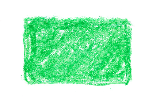green rectangle drawn with oil pencil isolated on white background. High quality photo