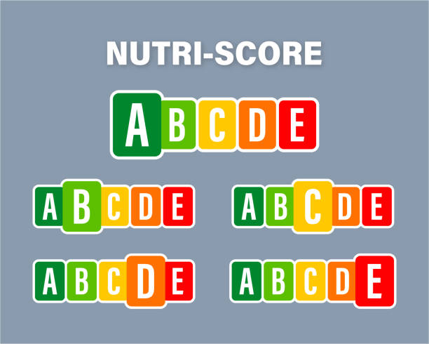 Nutri score for packaging design. Logo, icon, label. Vector stock illustration. Nutri score for packaging design. Logo, icon, label. Vector stock illustration 15495 stock illustrations