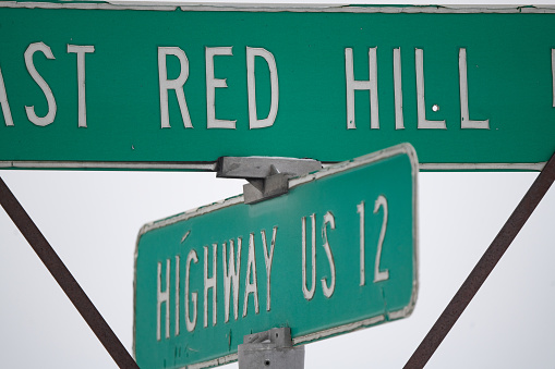 Rural Montana road signs in northwestern United States of America (USA).