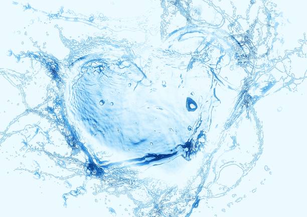 Illustration of heart-shaped water with the concept of love Illustration of heart-shaped water with the concept of love splashing droplet stock pictures, royalty-free photos & images