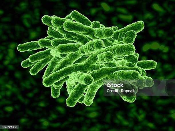 Green Bacteria In 3d With A Black And Green Background Stock Photo - Download Image Now