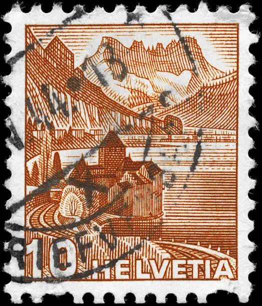 A Stamp printed in SWITZERLAND shows the Chillon Castle, series, circa 1942