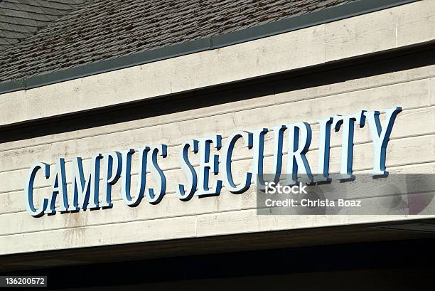 Campus Security Sign Stock Photo - Download Image Now - Campus, Security, Safety