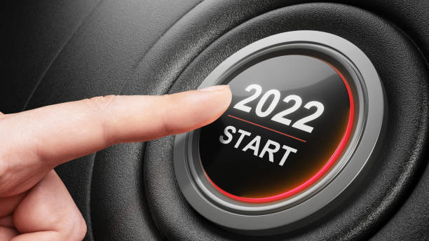istock Start 2022. Happy New Year button. 3D illustration 1362006350