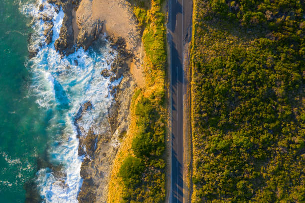 istock Victoria Coastal Road Aerial on Sunset 1362007126