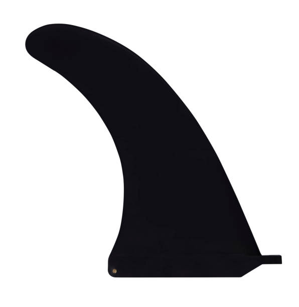 black surfboard fin isolated on a white background - surfboard fin imagens e fotografias de stock