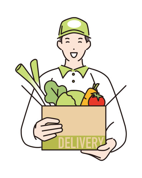 ilustraciones, imágenes clip art, dibujos animados e iconos de stock de ilustración del servicio de entrega de alimentos - meals on wheels illustrations