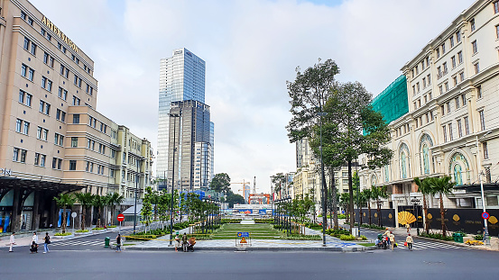 Ho Chi Minh City, Vietnam - ‎August 22, 2020 : View Of Lam Son Park And Buildings At Central Ho Chi Minh City.