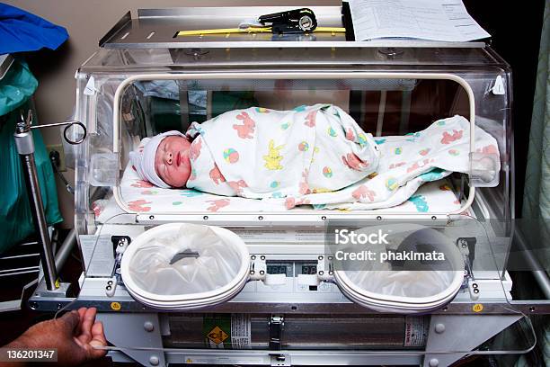 Cute Sick Baby In Incubator Stock Photo - Download Image Now - Hospital, Premature, Baby - Human Age