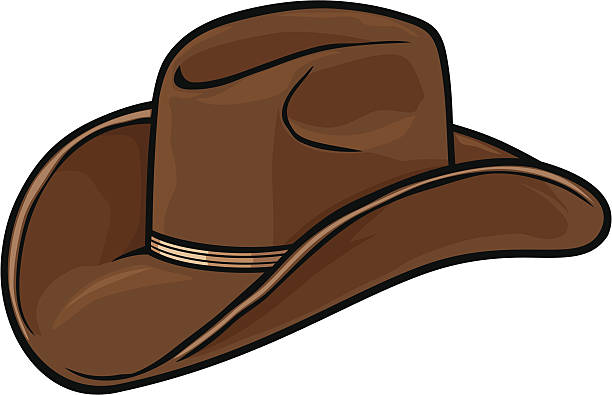 cowboy has cowboy hat vector ilustration, brown cowboy hat country fashion stock illustrations