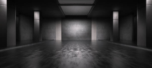 istock Advanced background High end scenario concrete wall 3D rendering booth Exhibition hall Dark technology 1362016138
